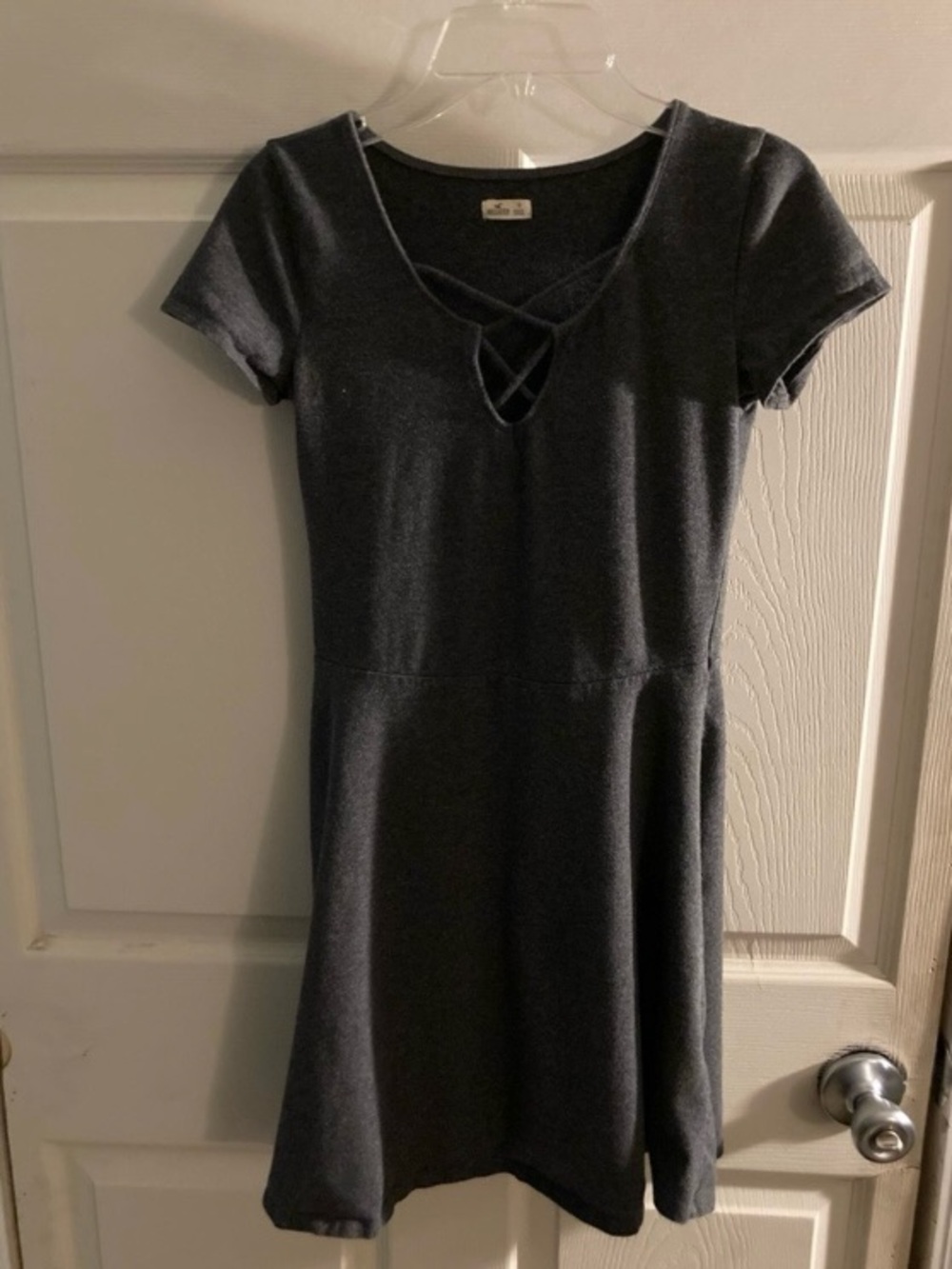 Hollister Charcoal Crisscross V-Neck Mini Dress Women’s Size XS